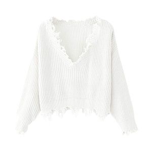 Cropped V-Neck Sweater